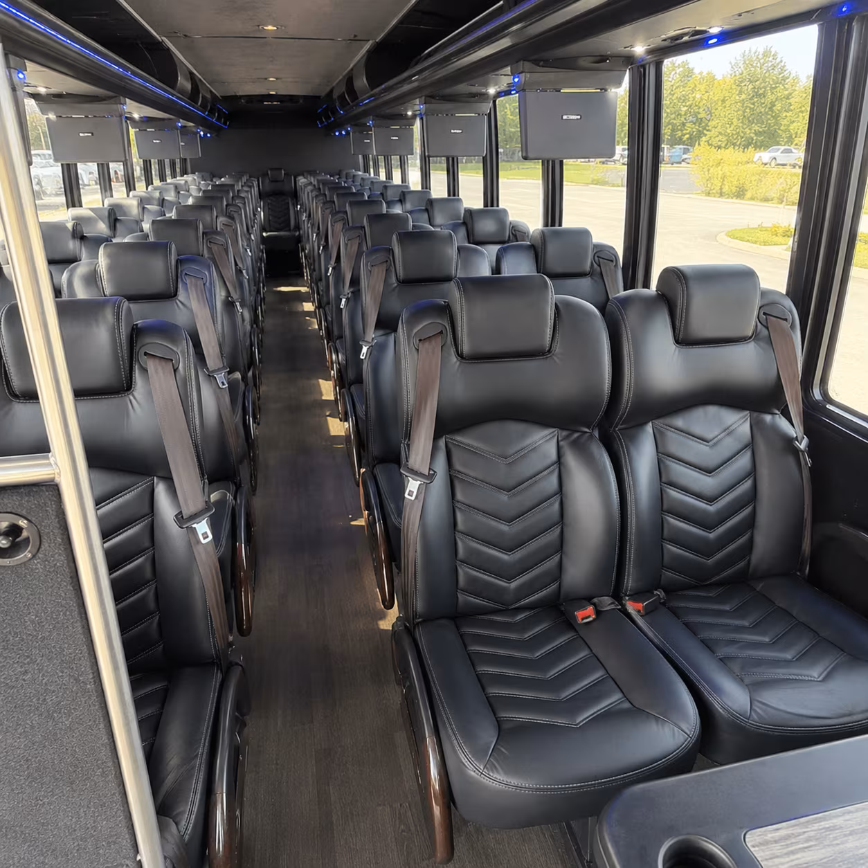 Minibus interior seating for a route in Aurora