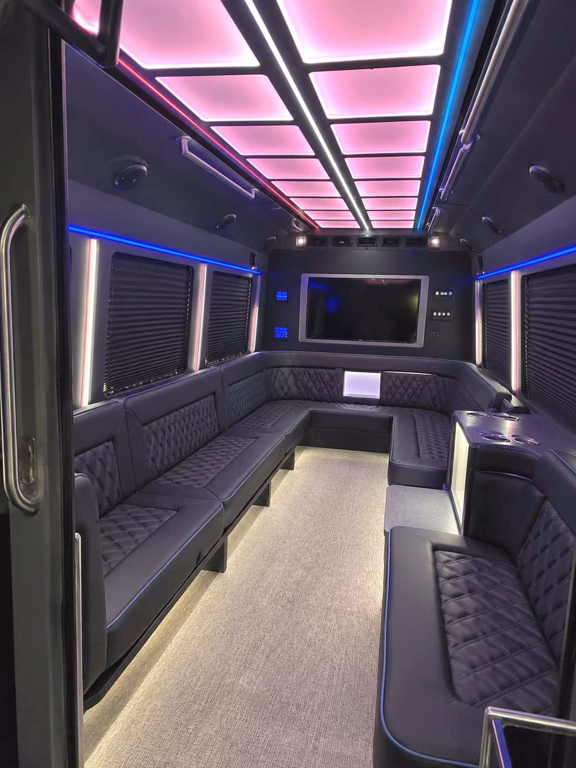 Aurora Bachelor & Bachelorette Transportation party bus interior