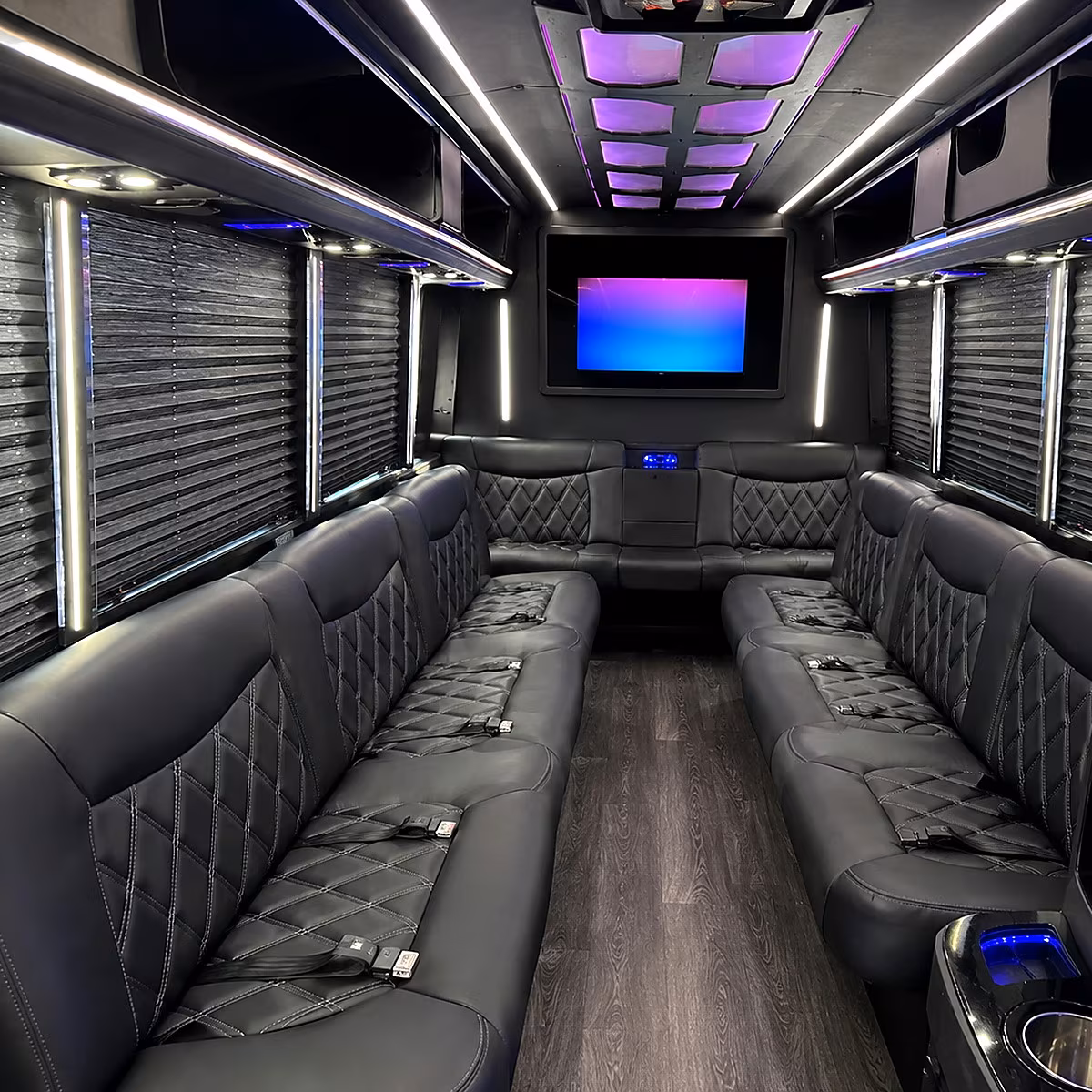 Aurora Bachelor & Bachelorette Transportation party bus interior