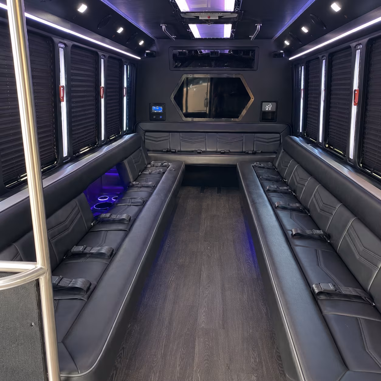 Aurora Birthday, Sweet 16, & Quinceañera Transportation party bus exterior
