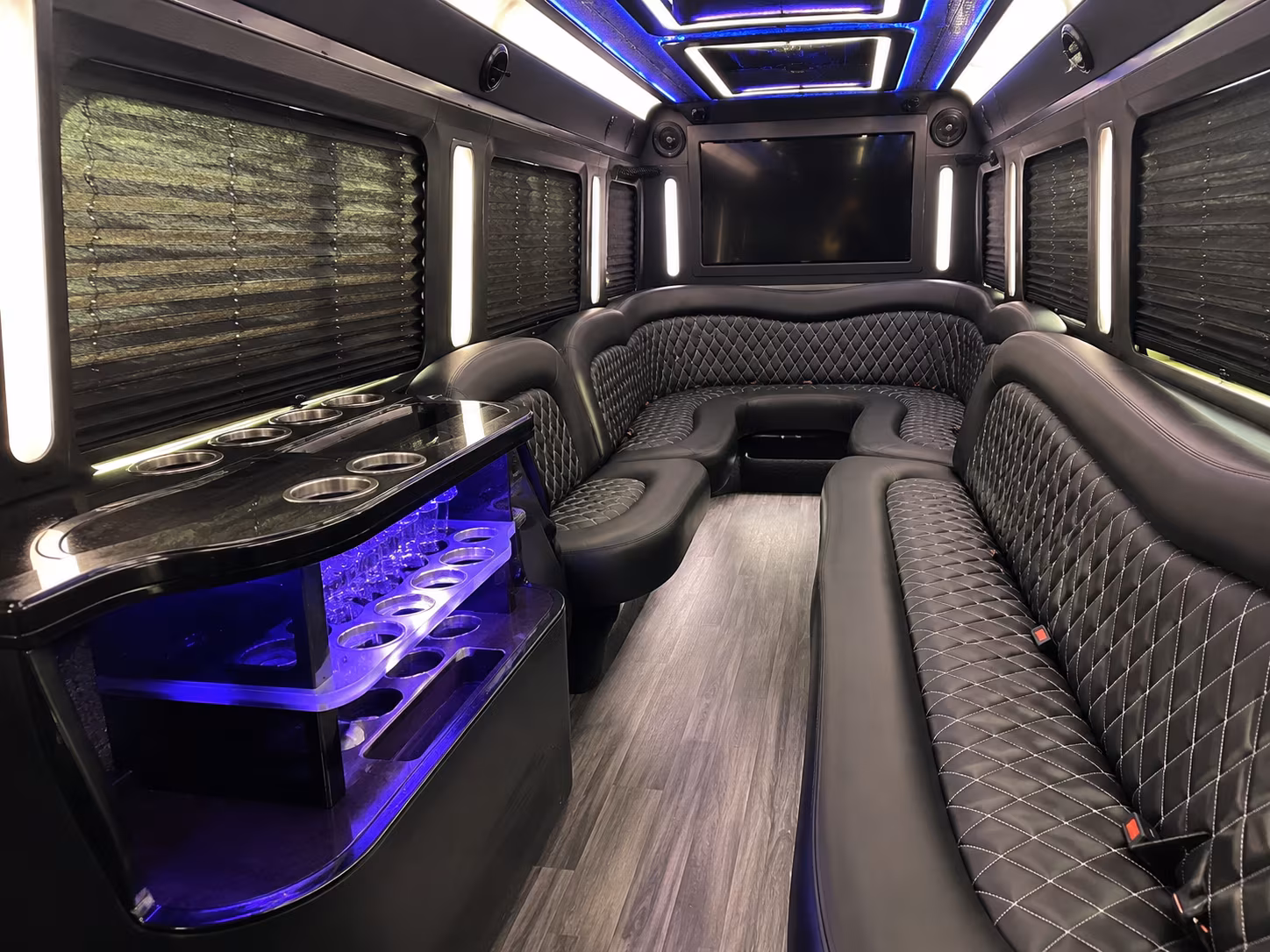 Aurora Birthday, Sweet 16, & Quinceañera Transportation party bus exterior