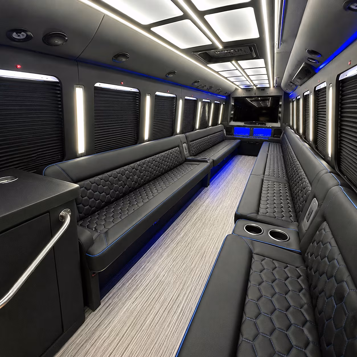 Aurora Private Event Transportation party bus interior