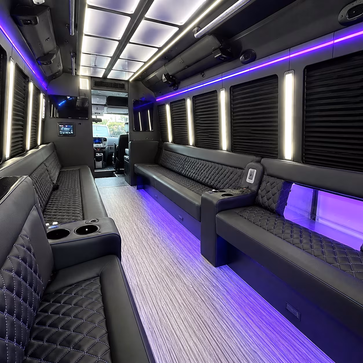 Aurora Sporting Event Transportation party bus interior