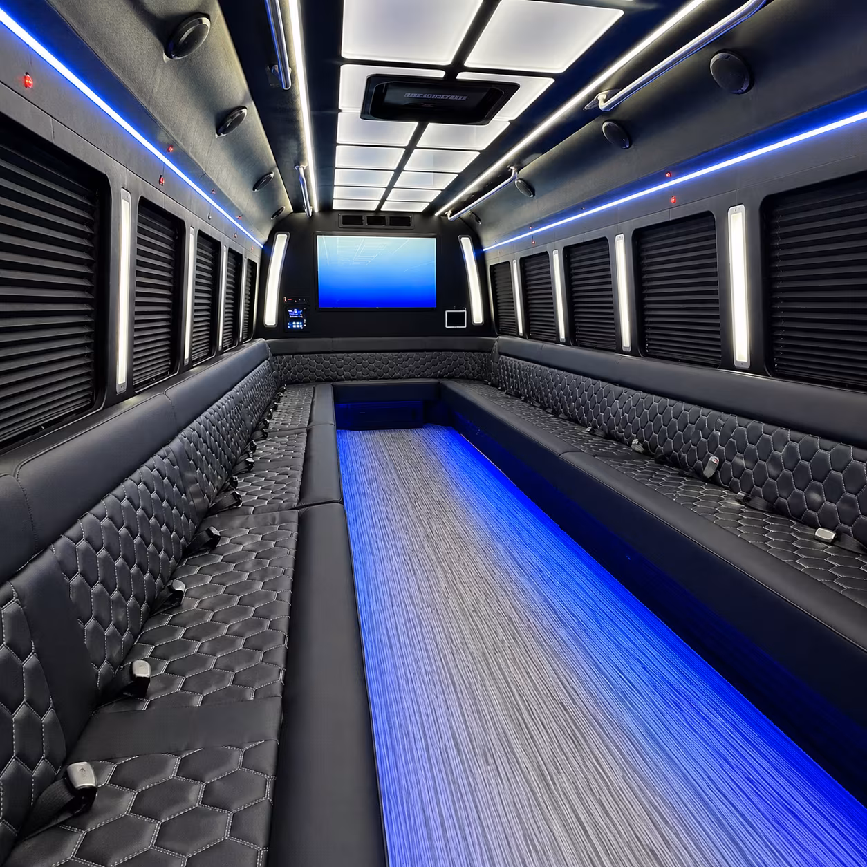 Aurora Wedding Transportation party bus exterior