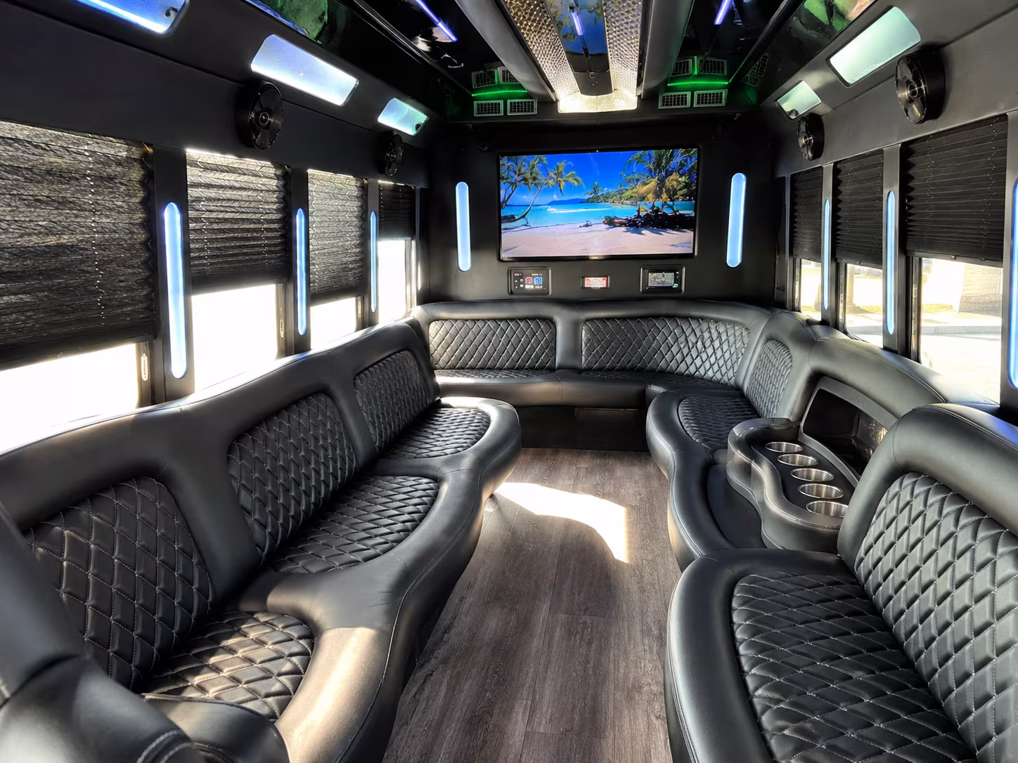 Aurora Wedding Transportation party bus exterior
