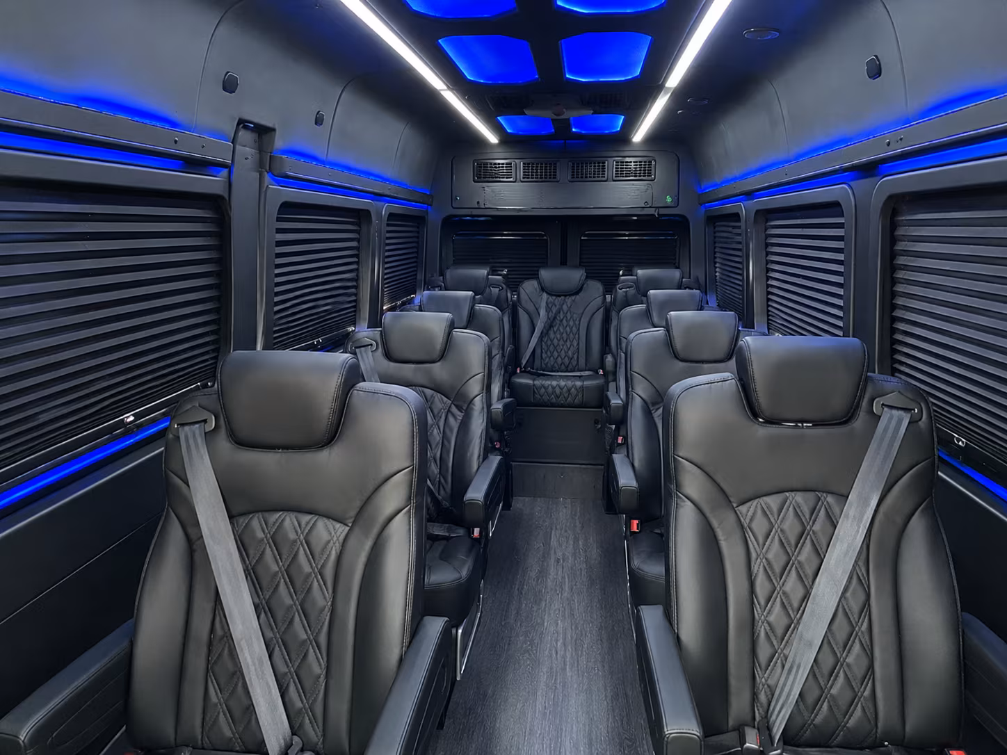 Sprinter van interior with luggage for a route in Aurora